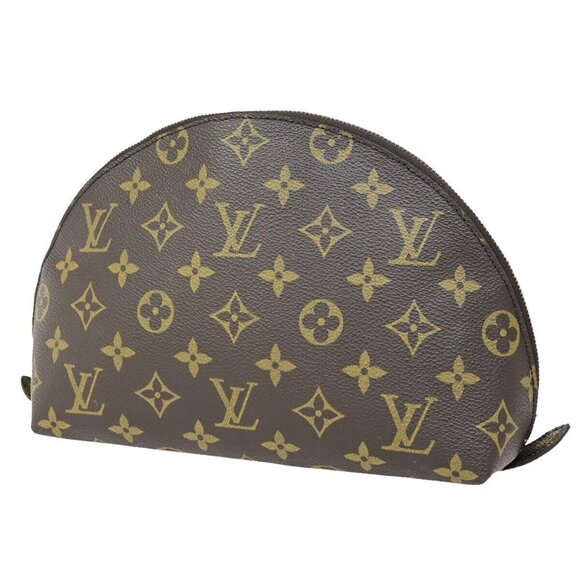 LOUIS VUITTON Trousse Demi Ronde Pouch Monogram Leather Brown - Picture 1 of 16
